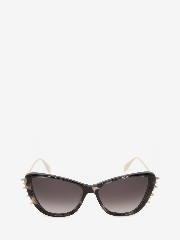 Fashion Alexander McQueen Grey/Havana Women's Punk Stud Cat-Eye Sunglasses