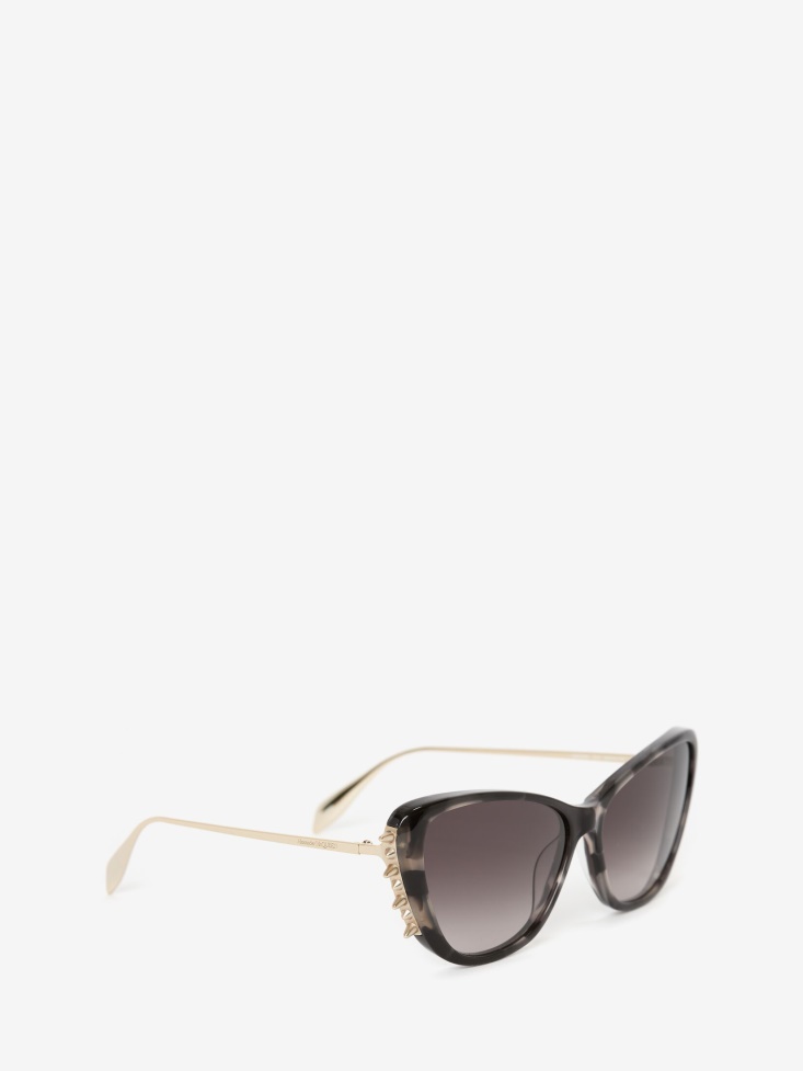 Fashion Alexander McQueen Grey/Havana Women's Punk Stud Cat-Eye Sunglasses
