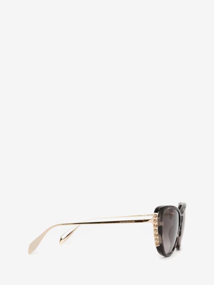 Fashion Alexander McQueen Grey/Havana Women's Punk Stud Cat-Eye Sunglasses