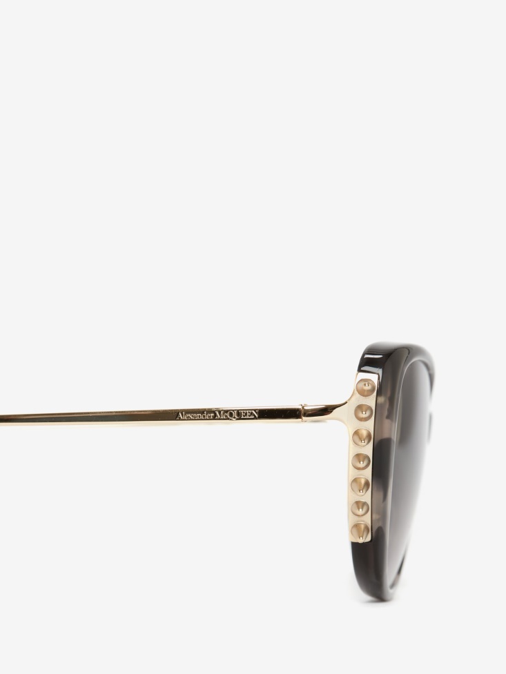 Fashion Alexander McQueen Grey/Havana Women's Punk Stud Cat-Eye Sunglasses
