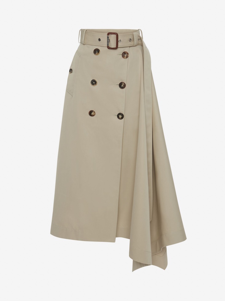 Women's Asymmetric Drape Trench Skirt Fashion Alexander McQueen Beige