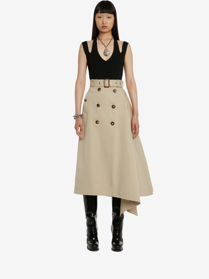Women's Asymmetric Drape Trench Skirt Fashion Alexander McQueen Beige