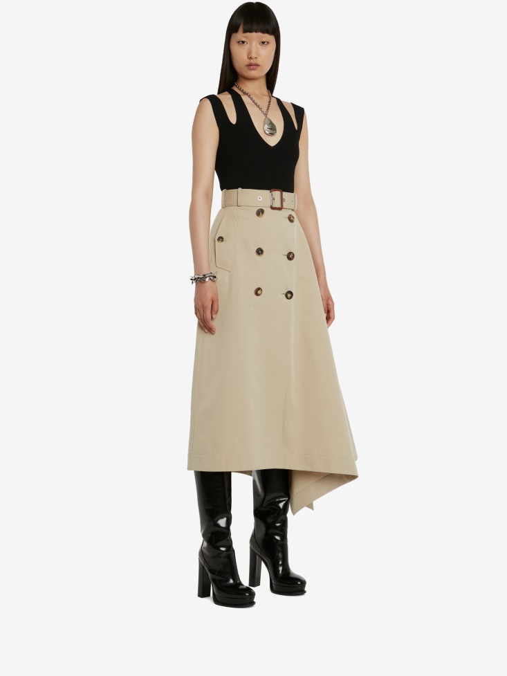 Women's Asymmetric Drape Trench Skirt Fashion Alexander McQueen Beige
