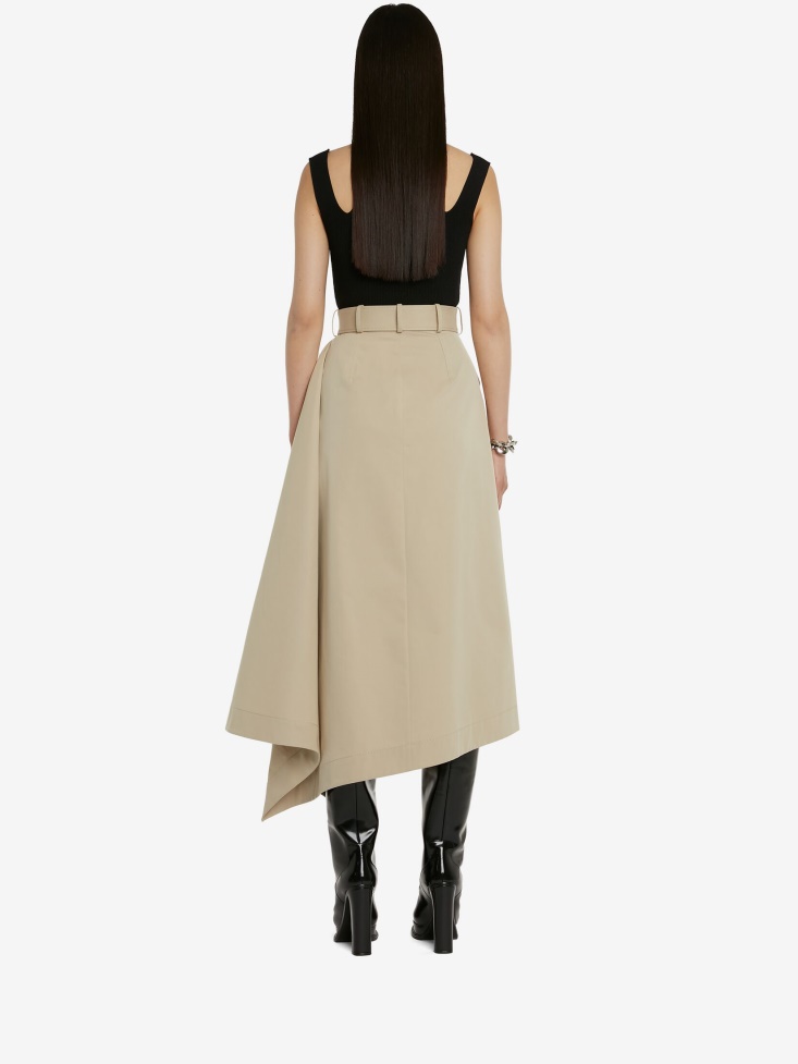 Women's Asymmetric Drape Trench Skirt Fashion Alexander McQueen Beige