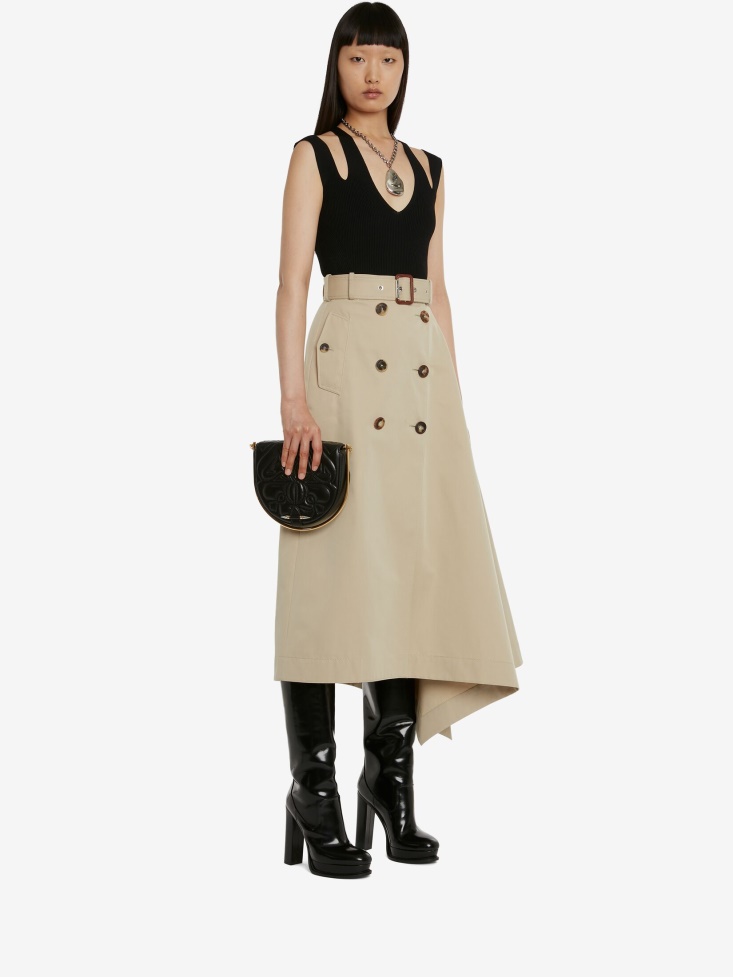 Women's Asymmetric Drape Trench Skirt Fashion Alexander McQueen Beige