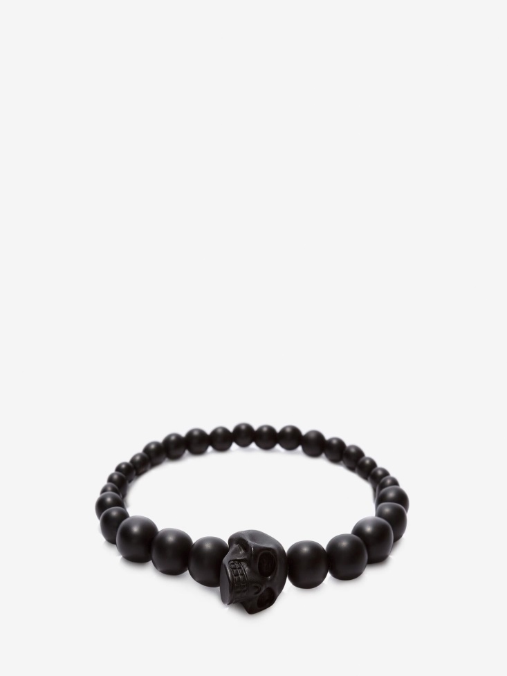 Black Fashion Alexander McQueen Men's Skull Multi Beaded Bracelet