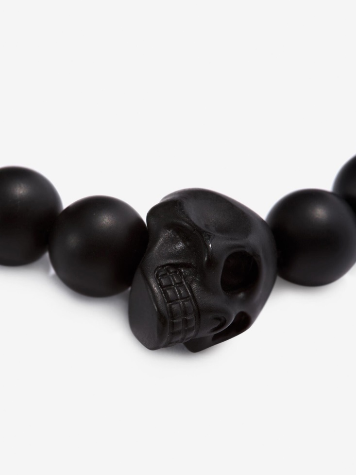 Black Fashion Alexander McQueen Men's Skull Multi Beaded Bracelet