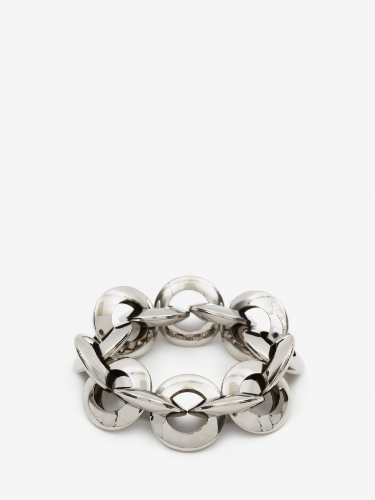 Fashion Alexander McQueen Antique Silver Women's Eyelet Chain Bracelet