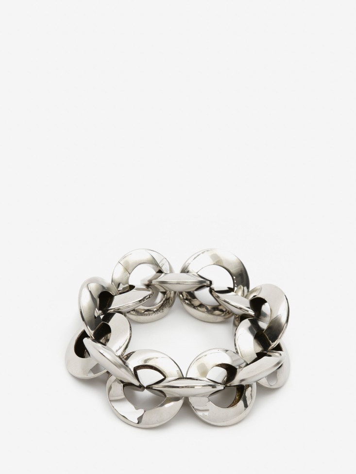 Fashion Alexander McQueen Antique Silver Women's Eyelet Chain Bracelet