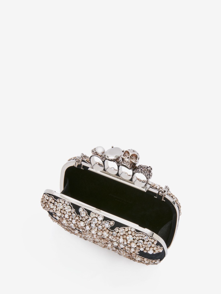 Fashion Alexander McQueen Women's Knuckle Clutch Black/Silver