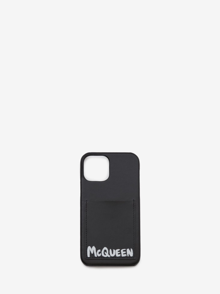 Men's in Graffiti Iphone 12 Pro Case Fashion Alexander McQueen Black/White