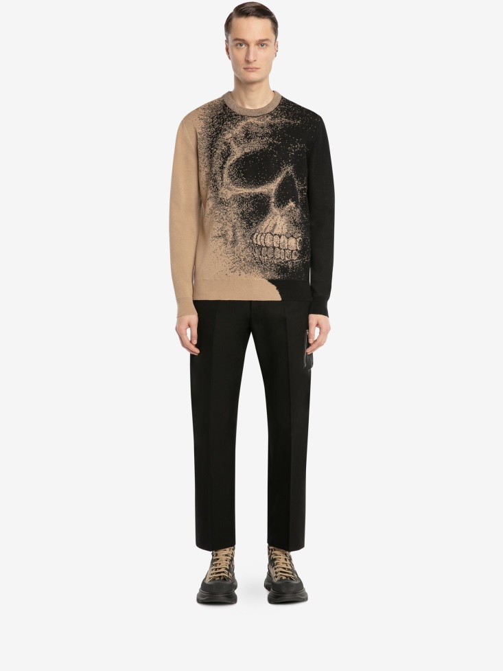 Men's Skull Jacquard Jumper Black/Beige Fashion Alexander McQueen