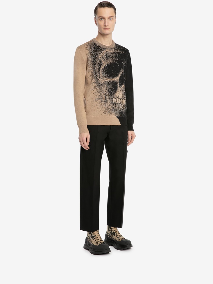 Men's Skull Jacquard Jumper Black/Beige Fashion Alexander McQueen