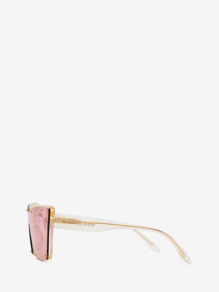 Women's Studs Structure Cat-Eye Sunglasses Yellow Fashion Alexander McQueen