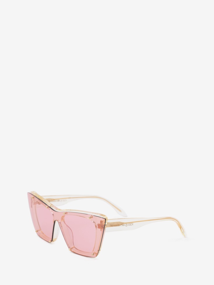 Women's Studs Structure Cat-Eye Sunglasses Yellow Fashion Alexander McQueen