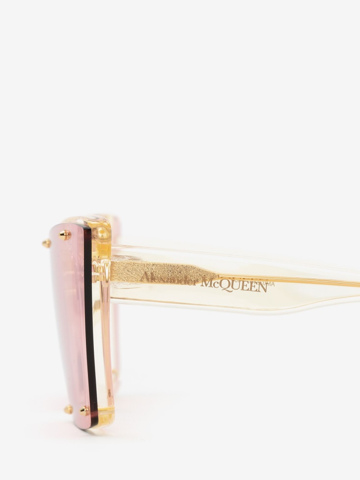 Women's Studs Structure Cat-Eye Sunglasses Yellow Fashion Alexander McQueen