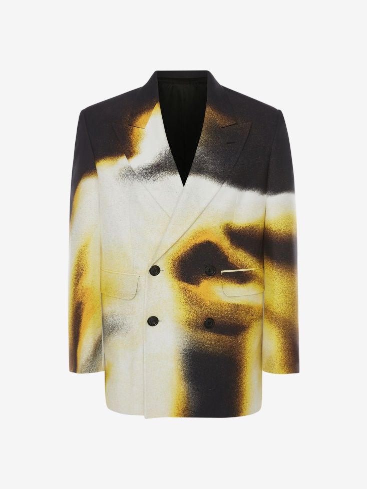Black/Pop Yellow Men's Silhouette Double-Breasted Jacket Fashion Alexander McQueen
