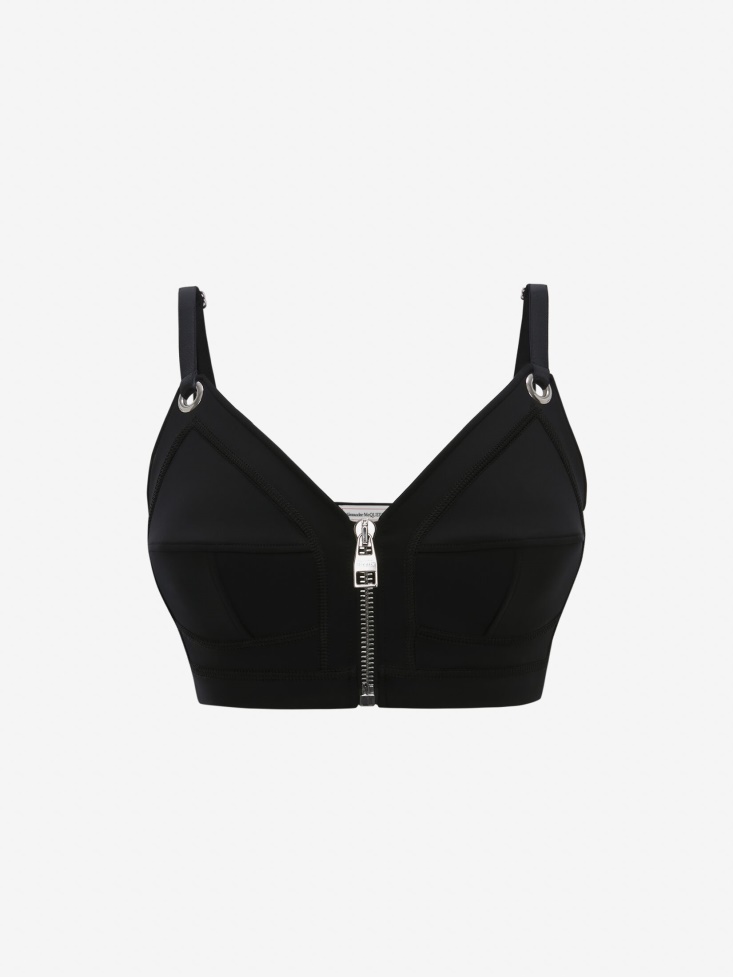 Women's Scuba Zip Bra Top Fashion Alexander McQueen Black
