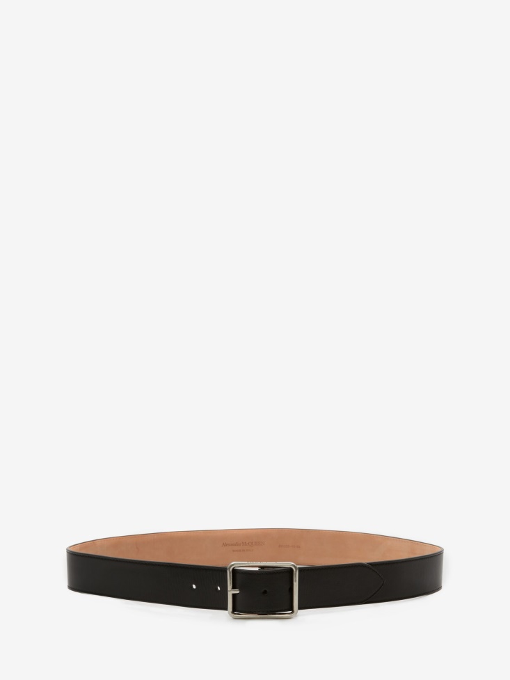 Black Men's Leather Belt Fashion Alexander McQueen