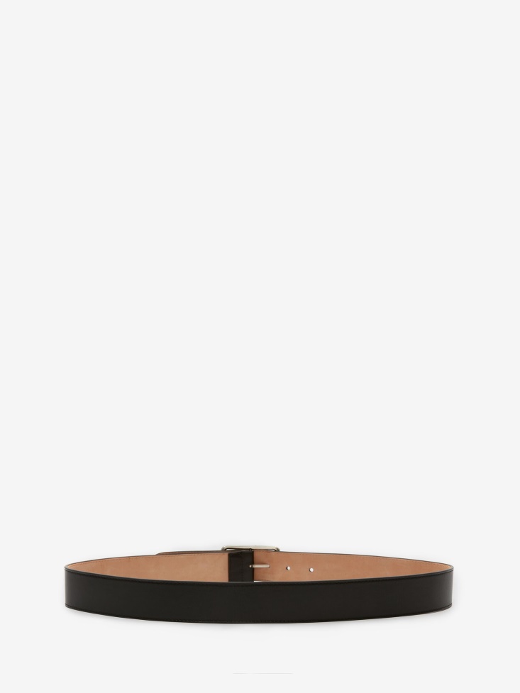 Black Men's Leather Belt Fashion Alexander McQueen