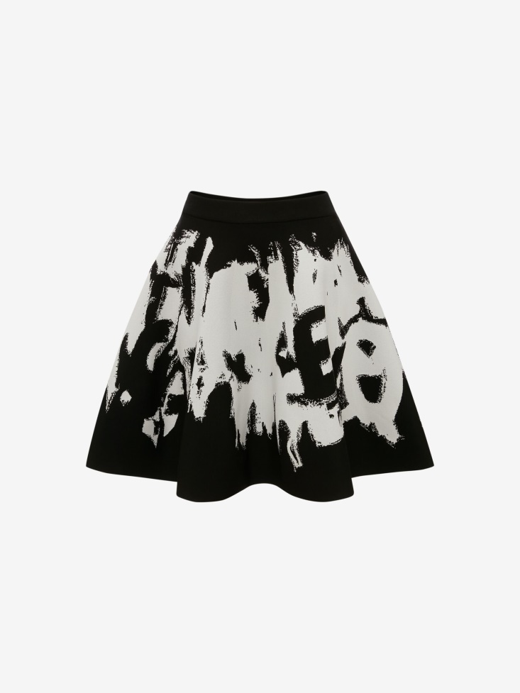 Women's in Graffiti Jacquard Mini Skirt Fashion Alexander McQueen Black/White