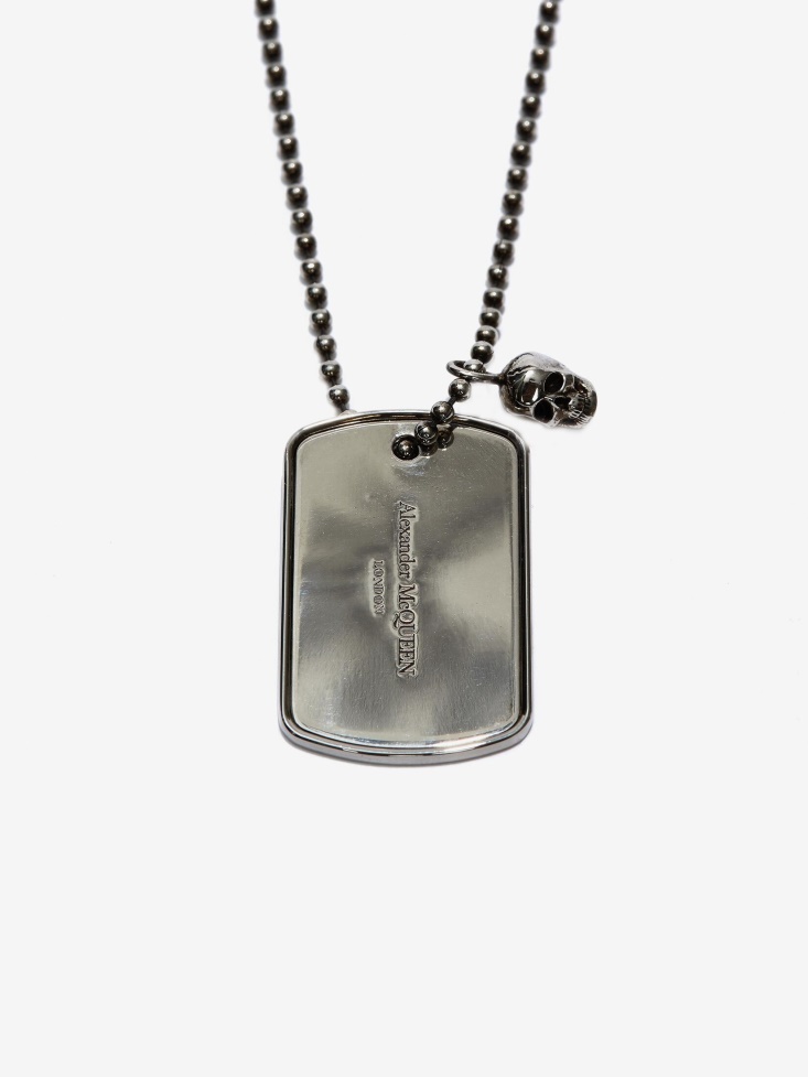 Antique Silver Fashion Alexander McQueen Men's Identity Necklace