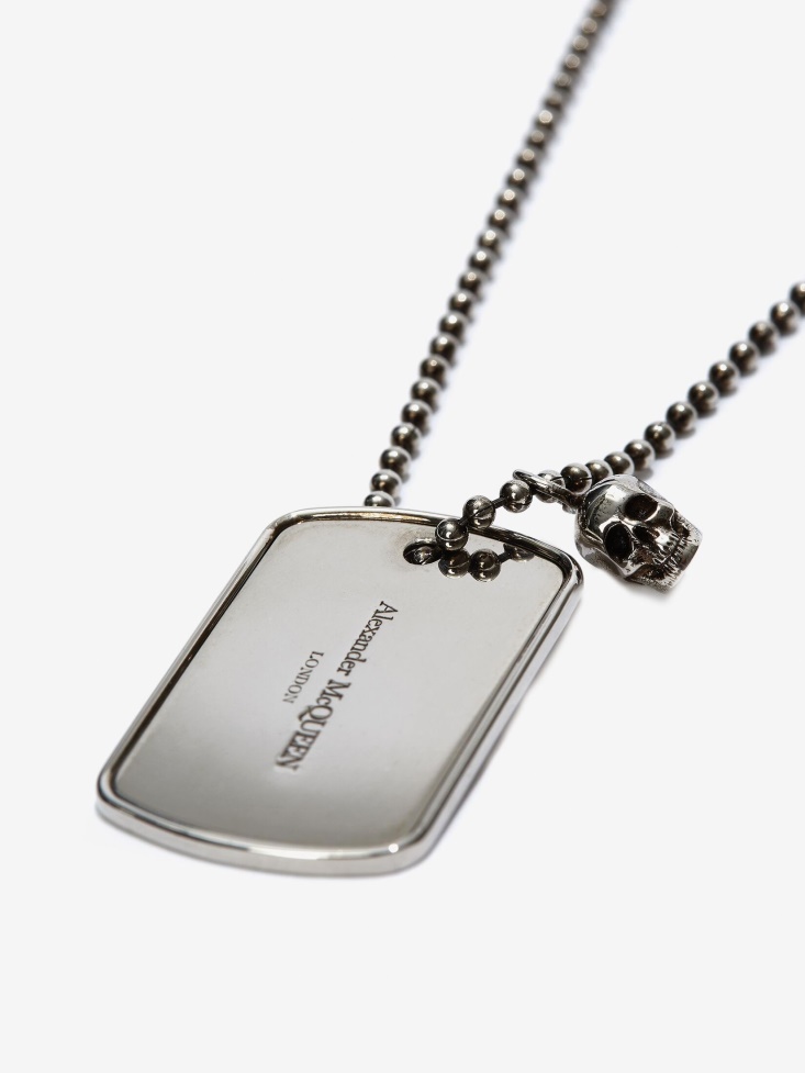 Antique Silver Fashion Alexander McQueen Men's Identity Necklace