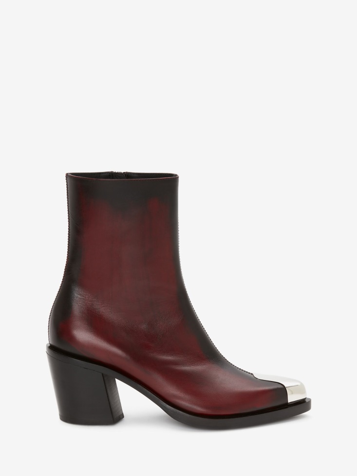 Women's Punk Boot Welsh Red/Silver Fashion Alexander McQueen