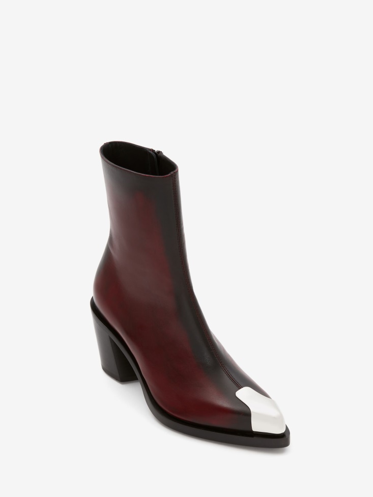 Women's Punk Boot Welsh Red/Silver Fashion Alexander McQueen