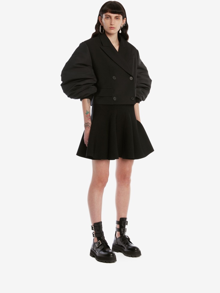 Black Fashion Alexander McQueen Women's in Graffiti Hybrid Jacket