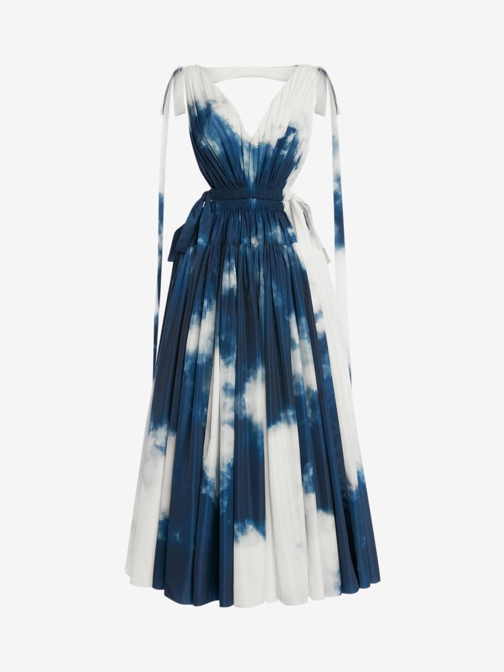 Fashion Alexander McQueen Women's Blue Sky Ribbon Tie Dress Blue