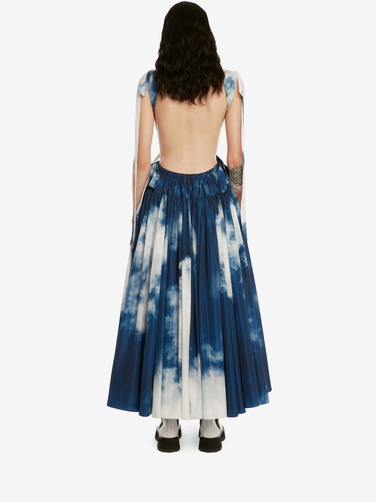 Fashion Alexander McQueen Women's Blue Sky Ribbon Tie Dress Blue