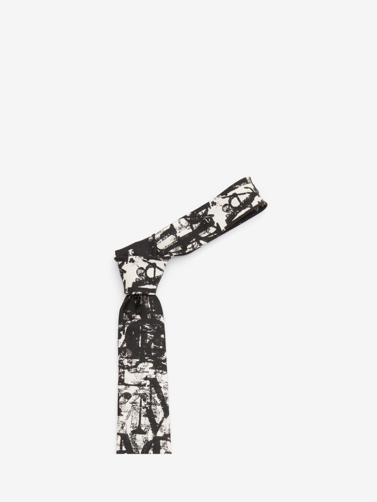 Men's in Logo Stamp Tie Fashion Alexander McQueen Ivory/Black