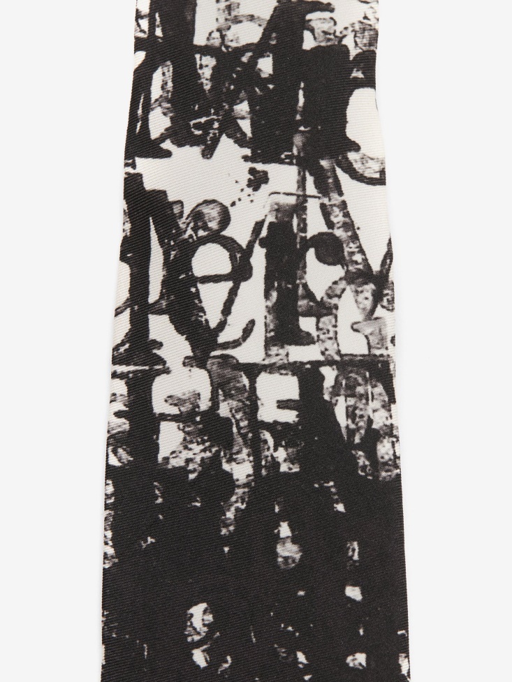 Men's in Logo Stamp Tie Fashion Alexander McQueen Ivory/Black