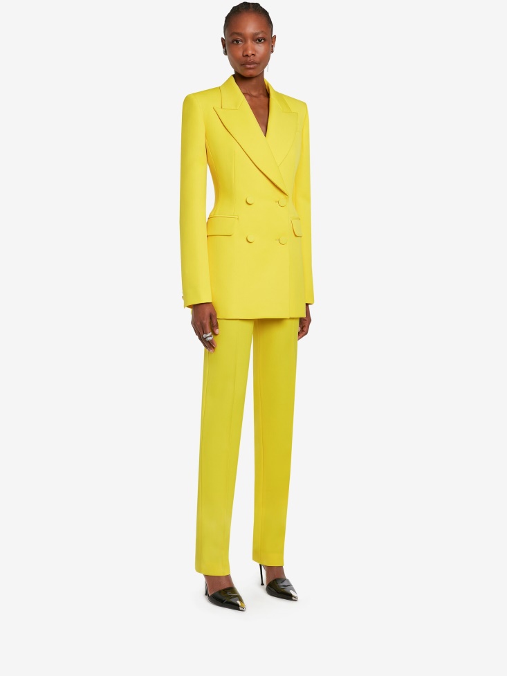 Bright Yellow Fashion Alexander McQueen Women's Long Cigarette Trousers