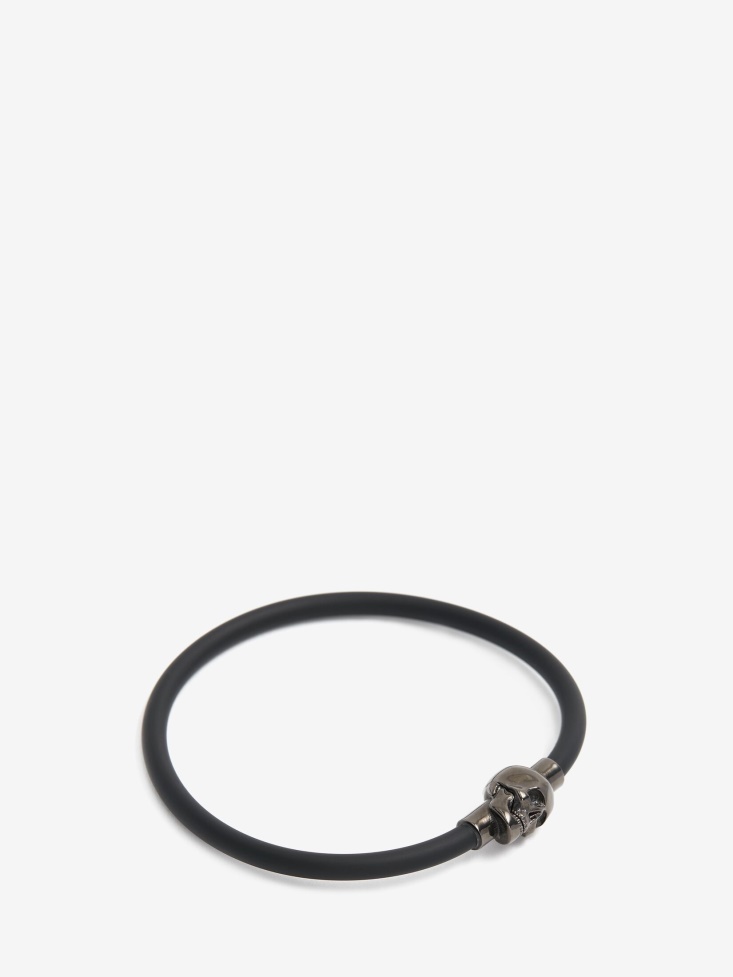 Fashion Alexander McQueen Black Men's Rubber Cord Skull Bracelet