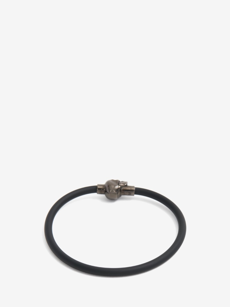 Fashion Alexander McQueen Black Men's Rubber Cord Skull Bracelet