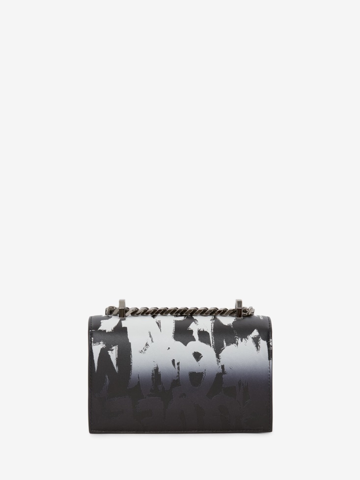 Black/White Fashion Alexander McQueen Women's in Graffiti Mini Jewelled Satchel