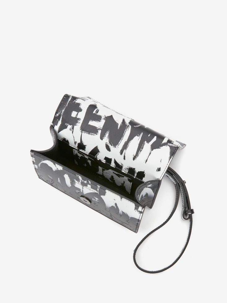 Black/White Fashion Alexander McQueen Women's in Graffiti Mini Jewelled Satchel