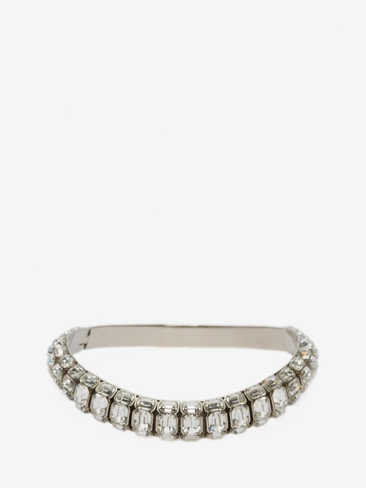 Fashion Alexander McQueen Women's Jewelled Choker Antique Silver