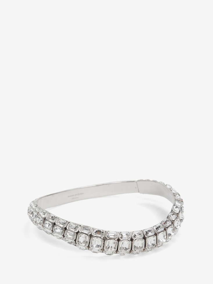 Fashion Alexander McQueen Women's Jewelled Choker Antique Silver