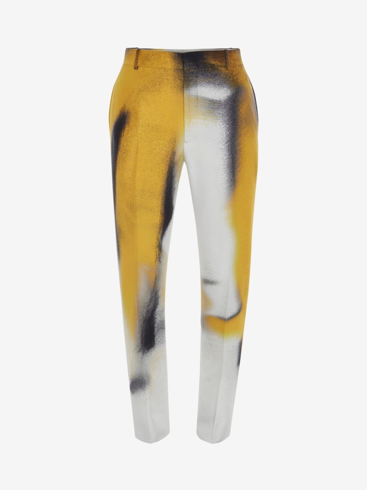 Men's Silhouette Cigarette Trousers Ivory/Yellow Fashion Alexander McQueen