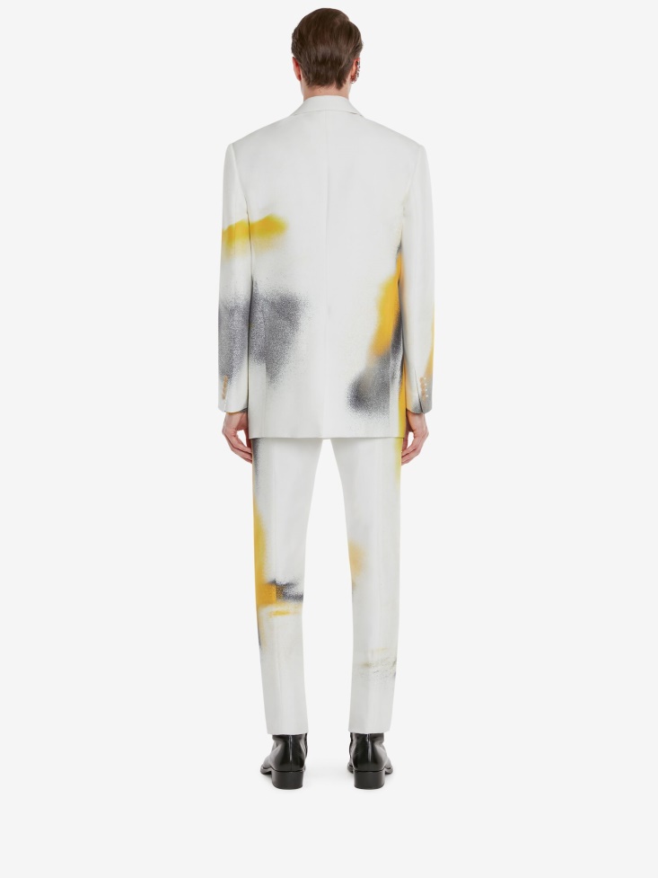 Men's Silhouette Cigarette Trousers Ivory/Yellow Fashion Alexander McQueen