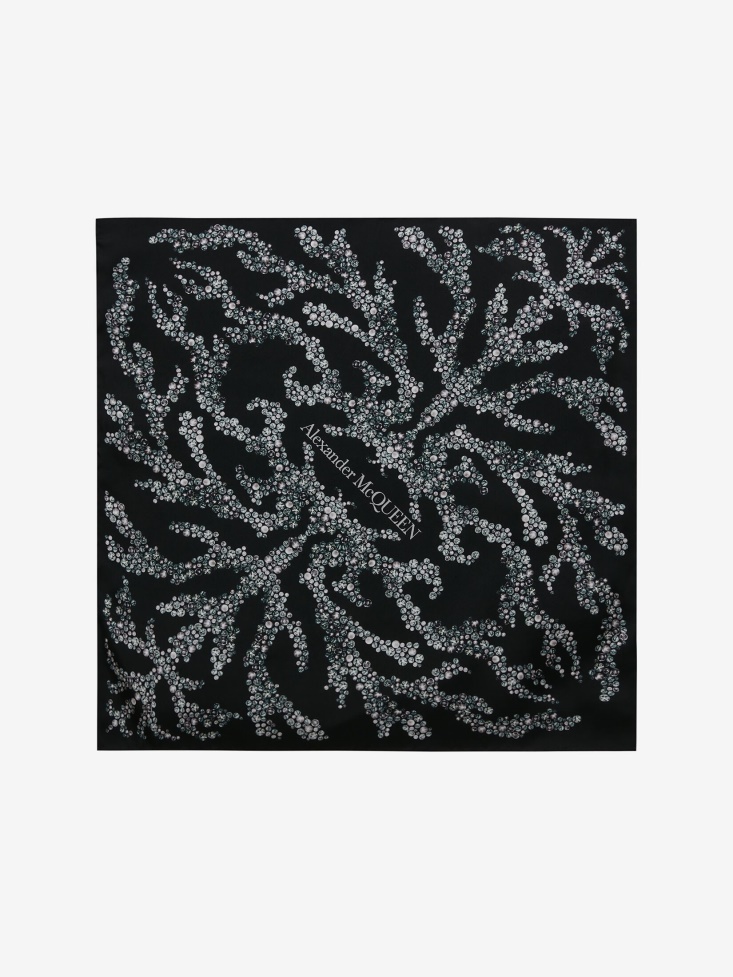 Black/Medium Grey Women's Crystal Spine Scarf Fashion Alexander McQueen