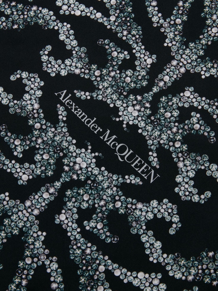 Black/Medium Grey Women's Crystal Spine Scarf Fashion Alexander McQueen