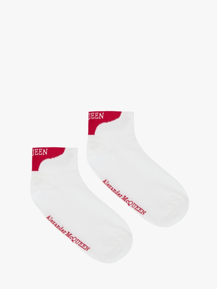 Fashion Alexander McQueen White/Red Women's in Ankle Socks