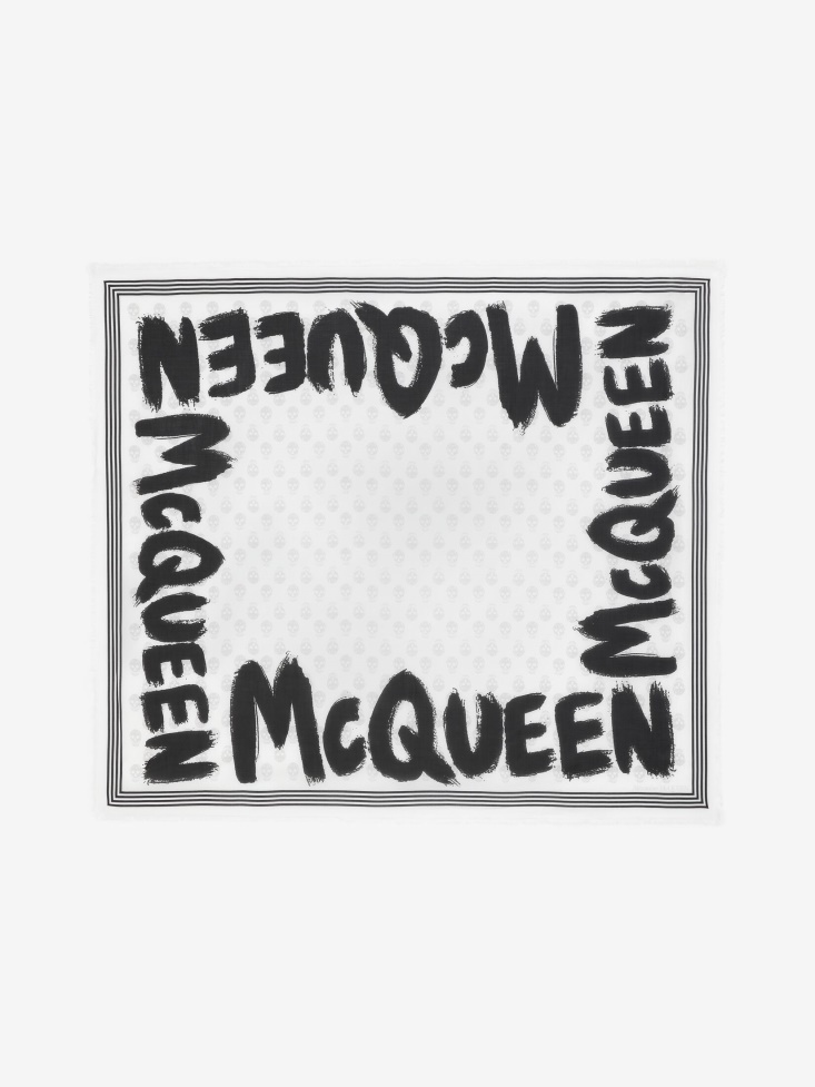 White/Black Women's in Graffiti Biker Foulard Fashion Alexander McQueen