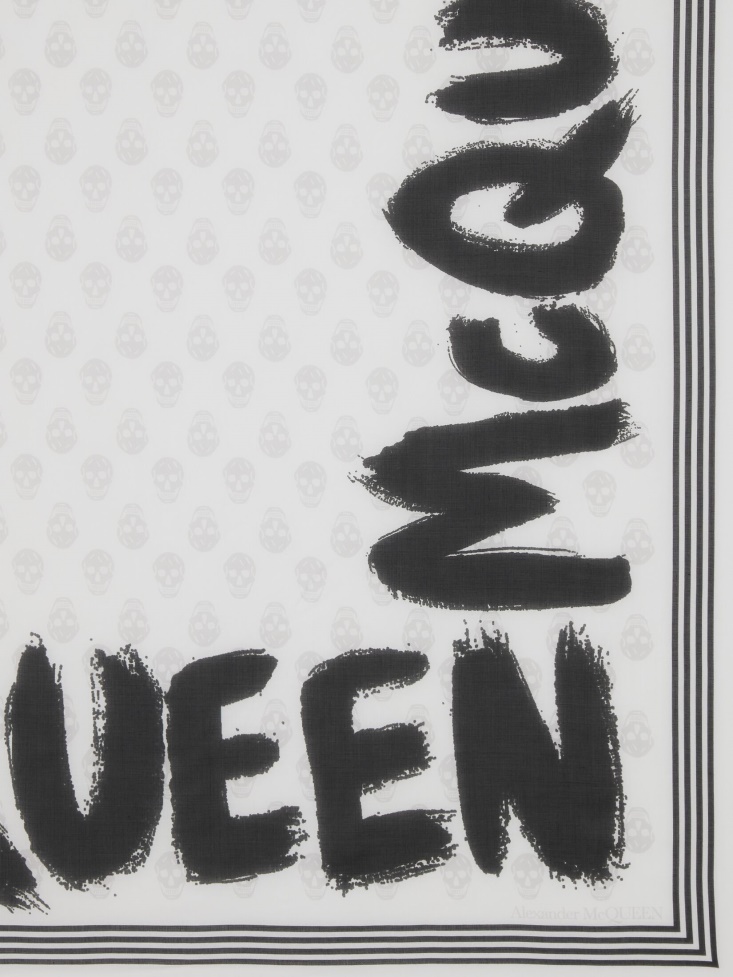 White/Black Women's in Graffiti Biker Foulard Fashion Alexander McQueen