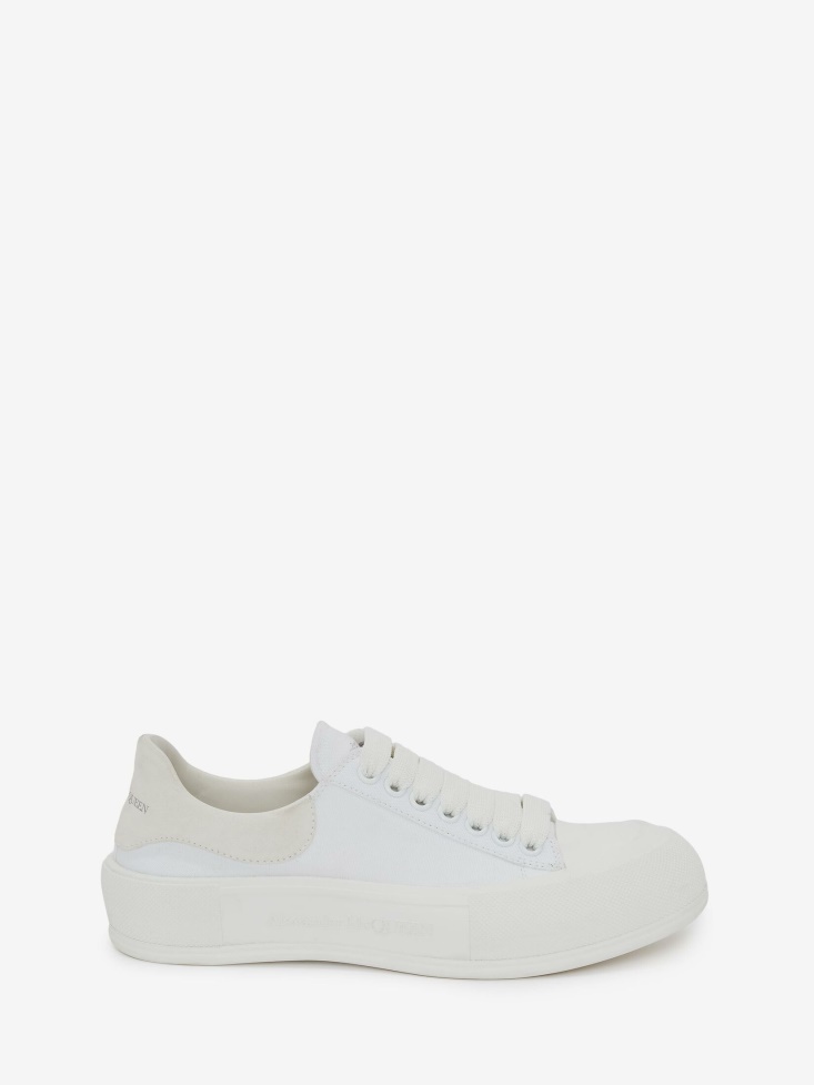 Fashion Alexander McQueen Men's Deck Lace-Up Plimsoll White