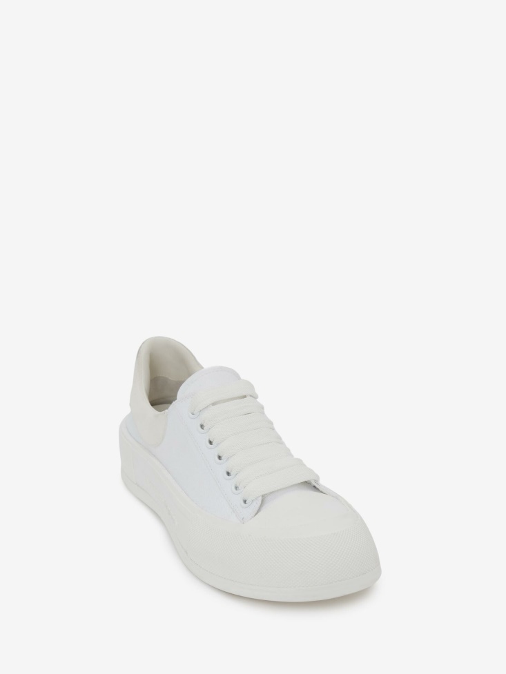 Fashion Alexander McQueen Men's Deck Lace-Up Plimsoll White